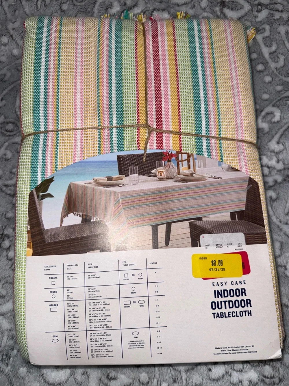 Tommy Bahama Pastel Multicolor Striped Tablecloth
